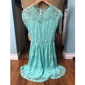 Teal Lace Short Summer Dress